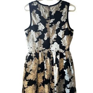 Piperlime black and white and gray fitted dress with black lining long zipper